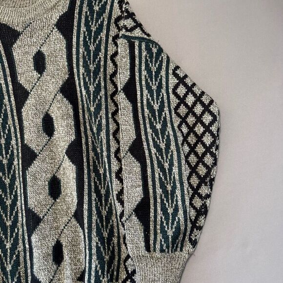 Oloay Men’s Vintage Crazy Graphic Sweater Size Large-XL Knit Round Neck - Picture 4 of 11